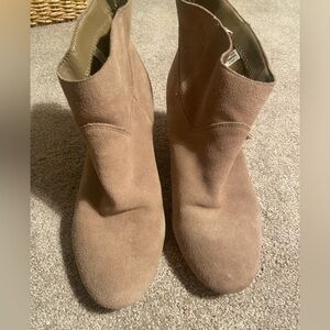 EUC suede fringe booties